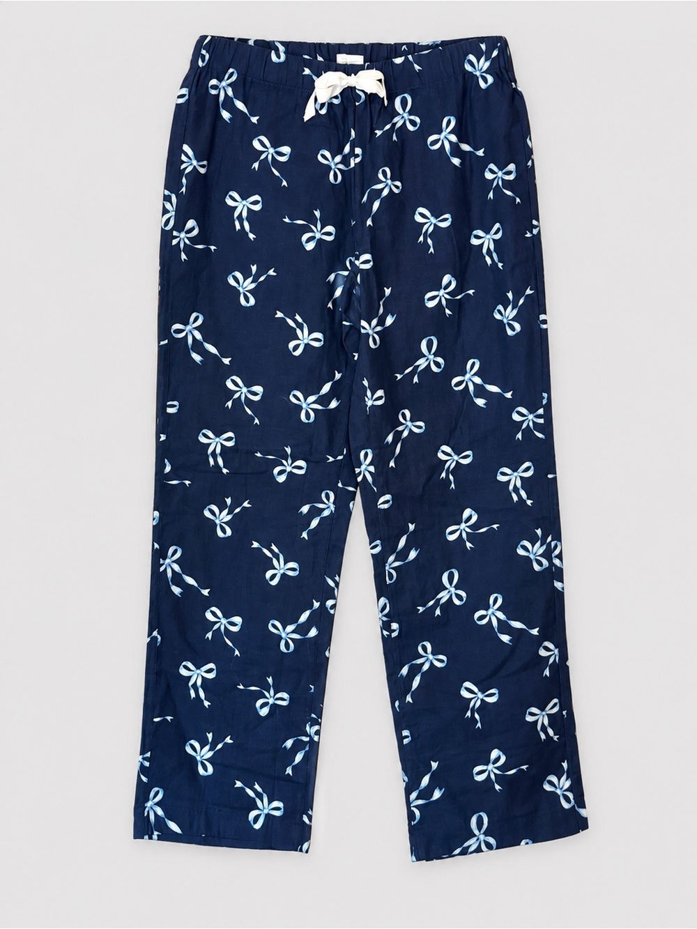 J.Crew Flannel Pajama Pants Womens S Navy Blue Bow Print 100% Cotton NWT